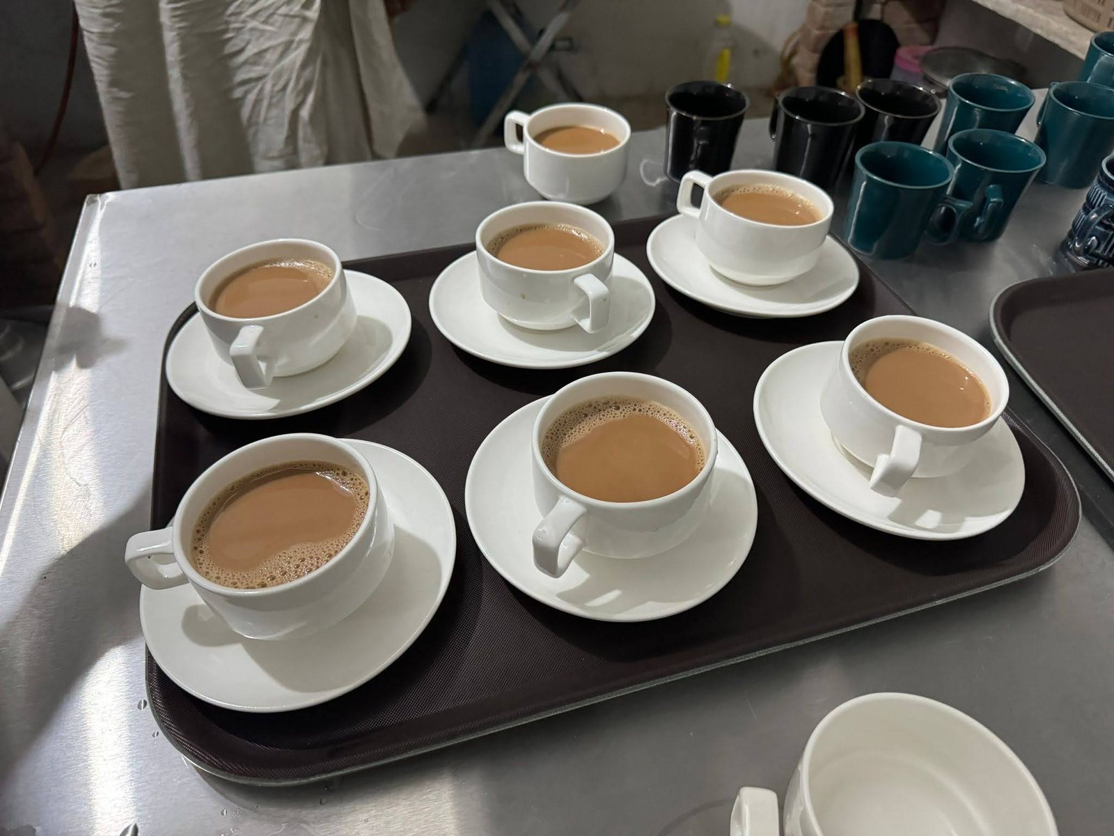 Chai service at Dhan Valley Café